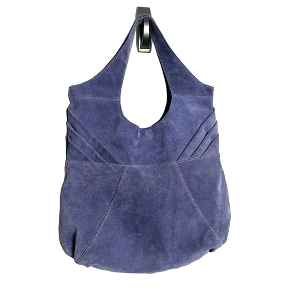 Lucky Brand Leather Suede shoulder hobo handbag Lined pockets Purple lavender - Picture 2 of 8